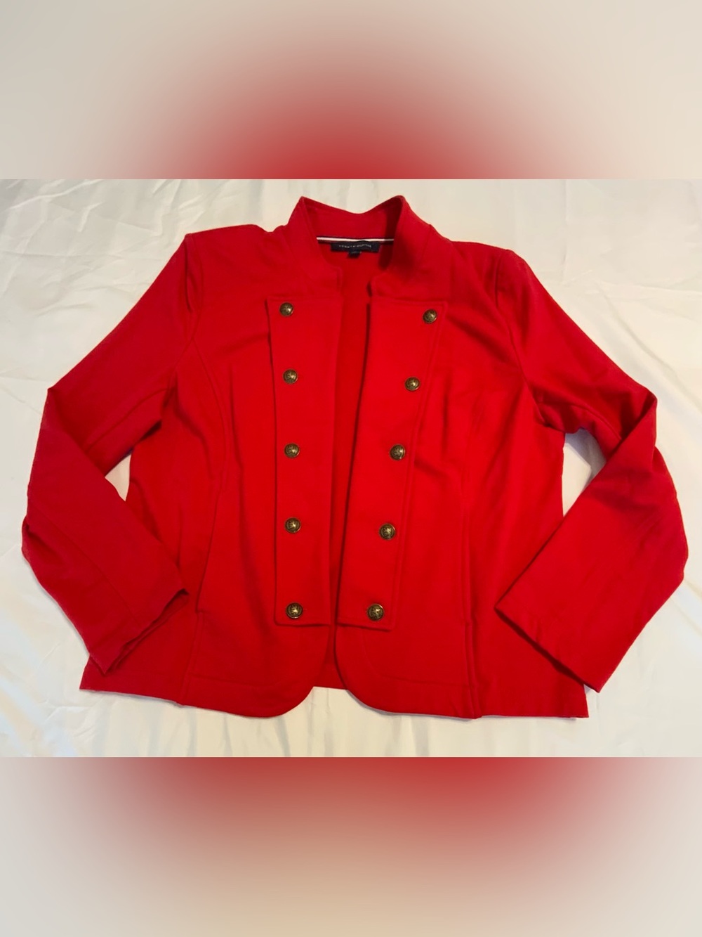Tommy Hilfiger Classic Red Knit Military-Style Jacket Size XL